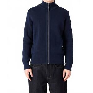 NEW PARAJUMPERS manny full zip cardigan in blue navy